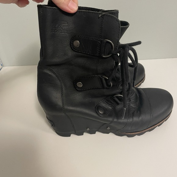 Sorel Joan of Arctic Wedge Black Waterproof Lace Up Bootie Womens 7.5 - Picture 6 of 11